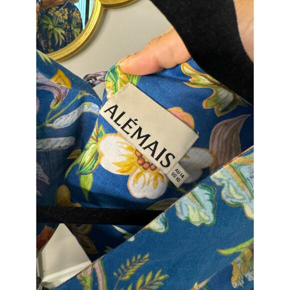 ALEMAIS June Floral Linen Mini Dress size US 10 - Picture 3 of 6